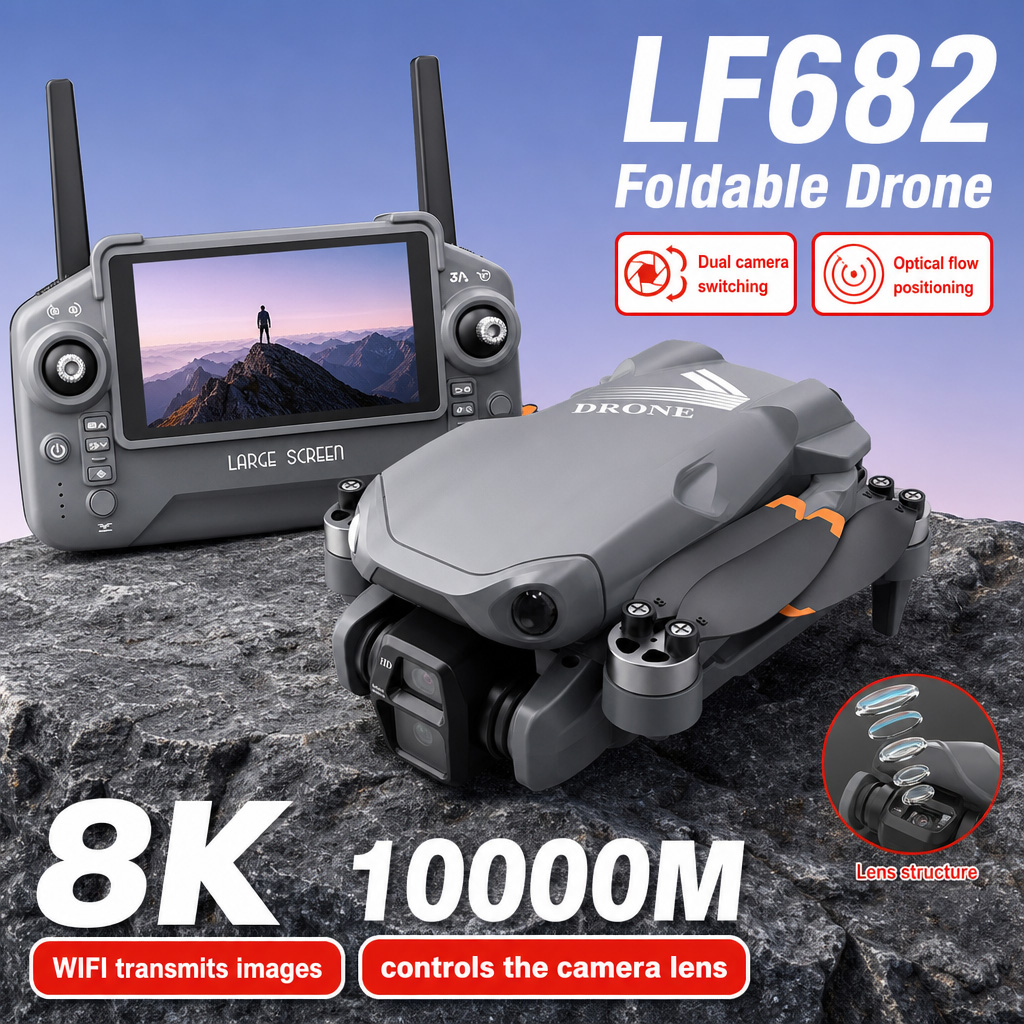 Fpv Brushless Rc Drone 4K - Luftbild-Drohne LF682 mit 8K HD Dual-Kameras,