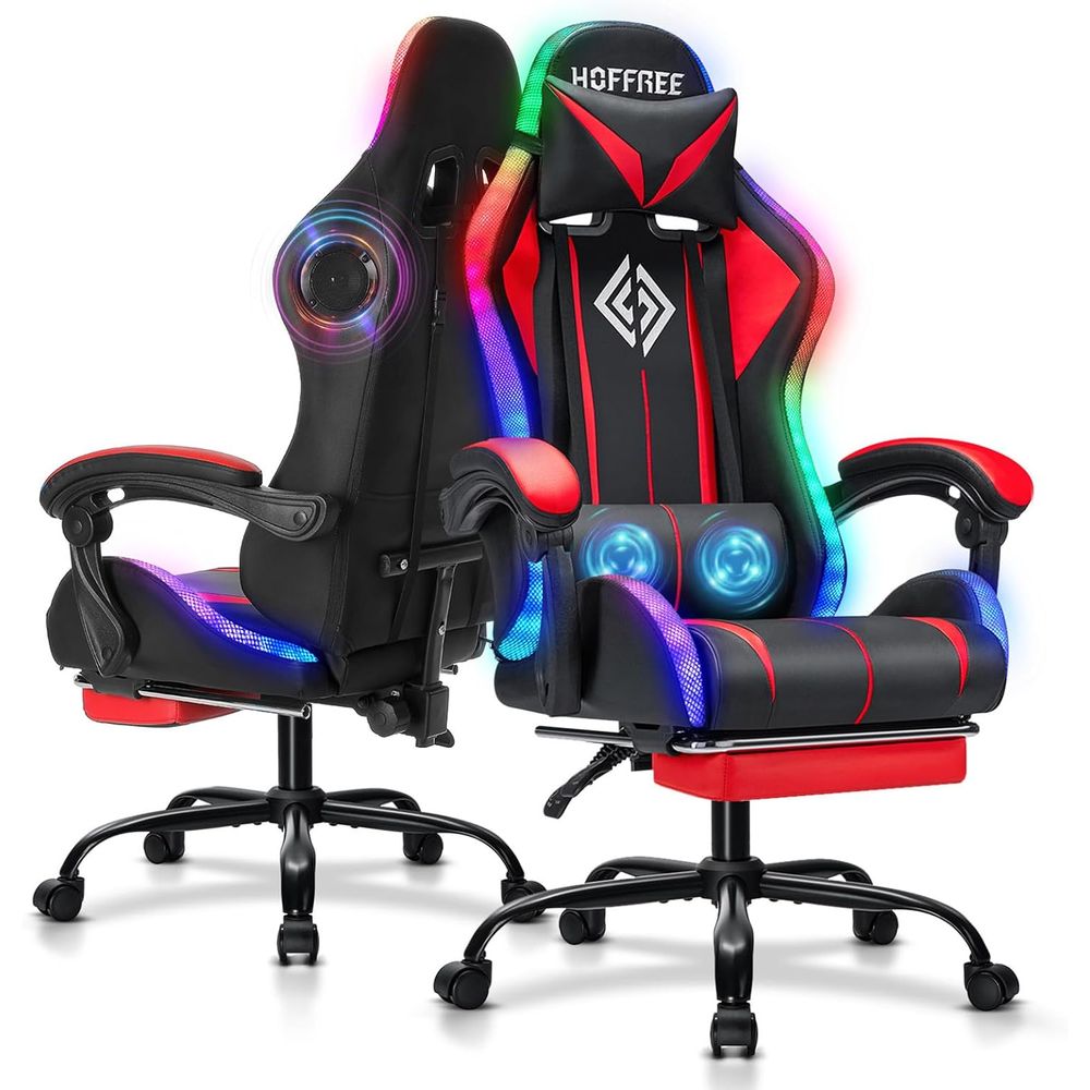 Video Games - RGB-Gaming-Stuhl mit Bluetooth-Lautsprechern und LED-Beleuchtung Ergonomischer
