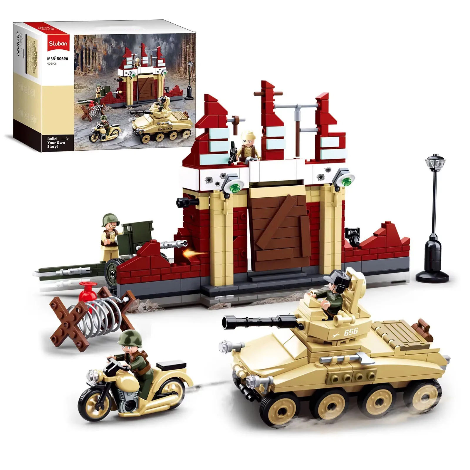 Lego Compatible Military Tank - 479-teiliges Militär-Panzer-Festungs-Bausteinset, Modellbausatz mit Mörser und